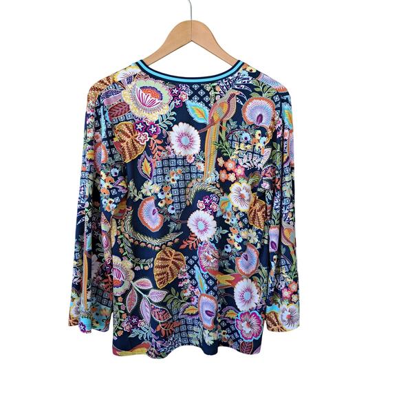 JOHNNY WAS Janice Favorite V Neck Tee Small Kimono Long Sleeve Top Boho Floral - Picture 11 of 12